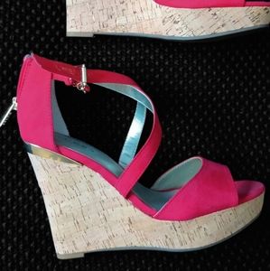 Red wedge sandals